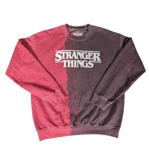 Netflix Stranger Things Sweatshirt Red Charcoal Grey Split Two Tone Logo 4938